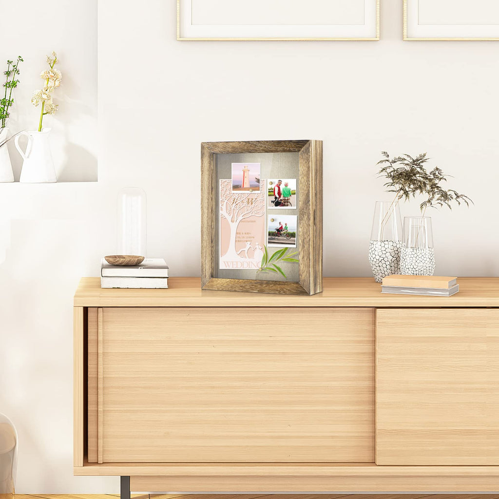 Love-Kankei Shadow Box Frame 8X10 Shadow Box Display Case With Linen Back Memorabilia Awards Medals Photos Memory Box Gift Carbo