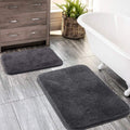 LUCRE Indoor Bath Mats for Bathroom Solid Super Soft Microfiber Bath Mat (16X24) Grey Model M14