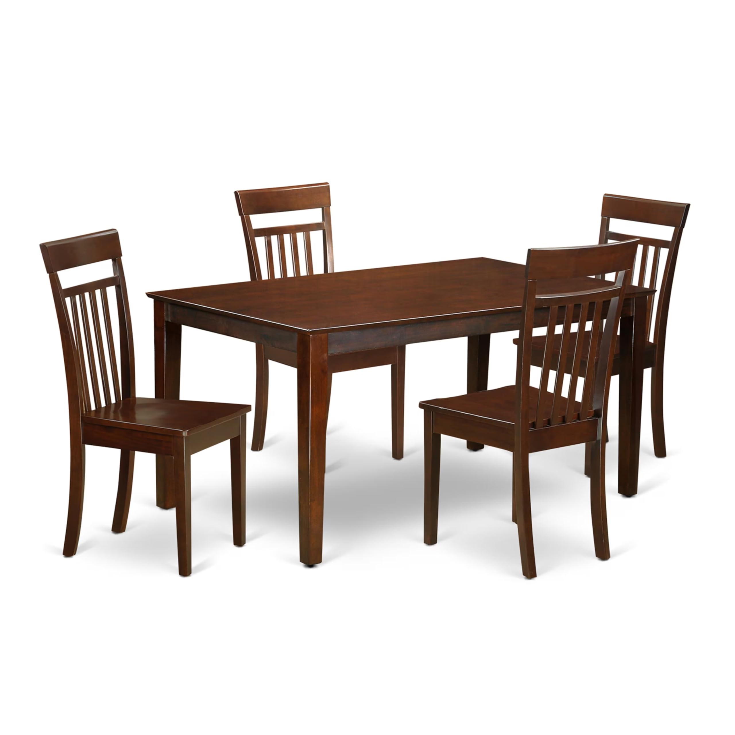 East West Furniture CAP5S-MAH-W 5 Piece Dinette Set for 4 Includes a Rectangle Dining Room Table and 4 Kitchen Dining Chairs, 36x60 Inch, Mahogany