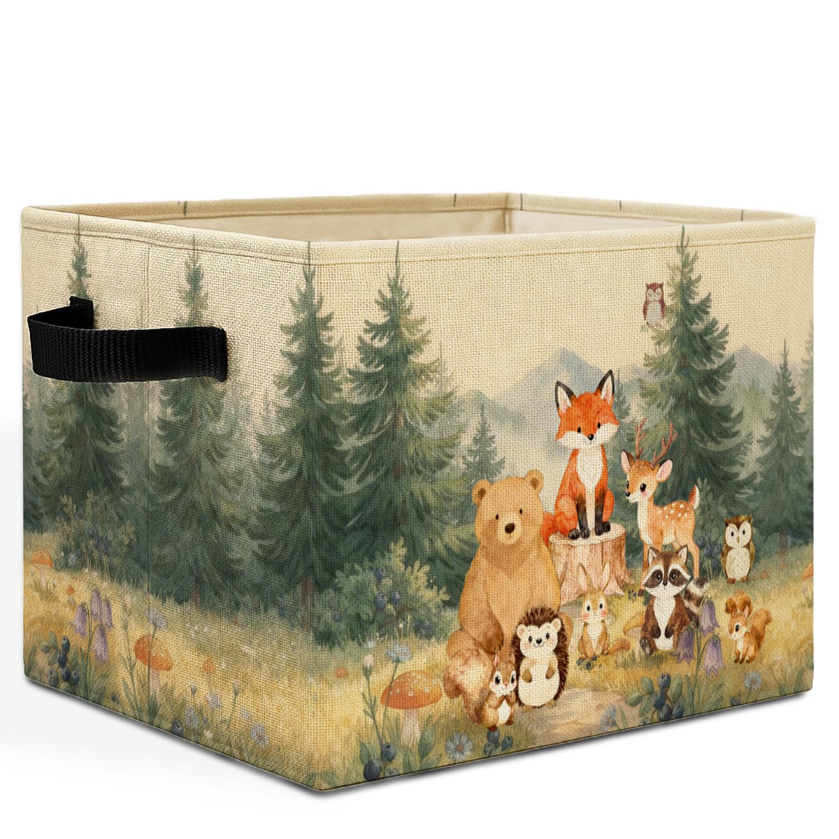 HSIASHENG Animal Kids Room Storage Bins Box with Handles, Forest Fox Bear Deer Hedgehog Squirrel Laundry Basket Hamper Collapsib