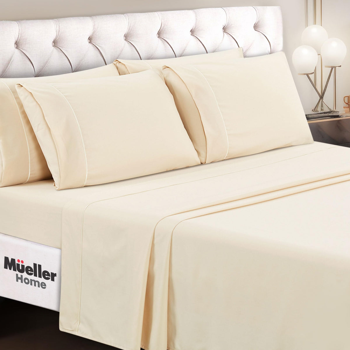 Mueller Luxury 4 Piece Twin Sheets Set - Ultra-Soft 1800 Series, Cooling & Breathable Twin Bed Sheets Sets, Hotel Quality Beddin
