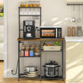 3Ingseagulls Bakers Rack With Power Outlet, Kitchen Microwave Stand With 10 S-Shaped Hooks, 6-Tier Coffee Bar Station, Kitchen S