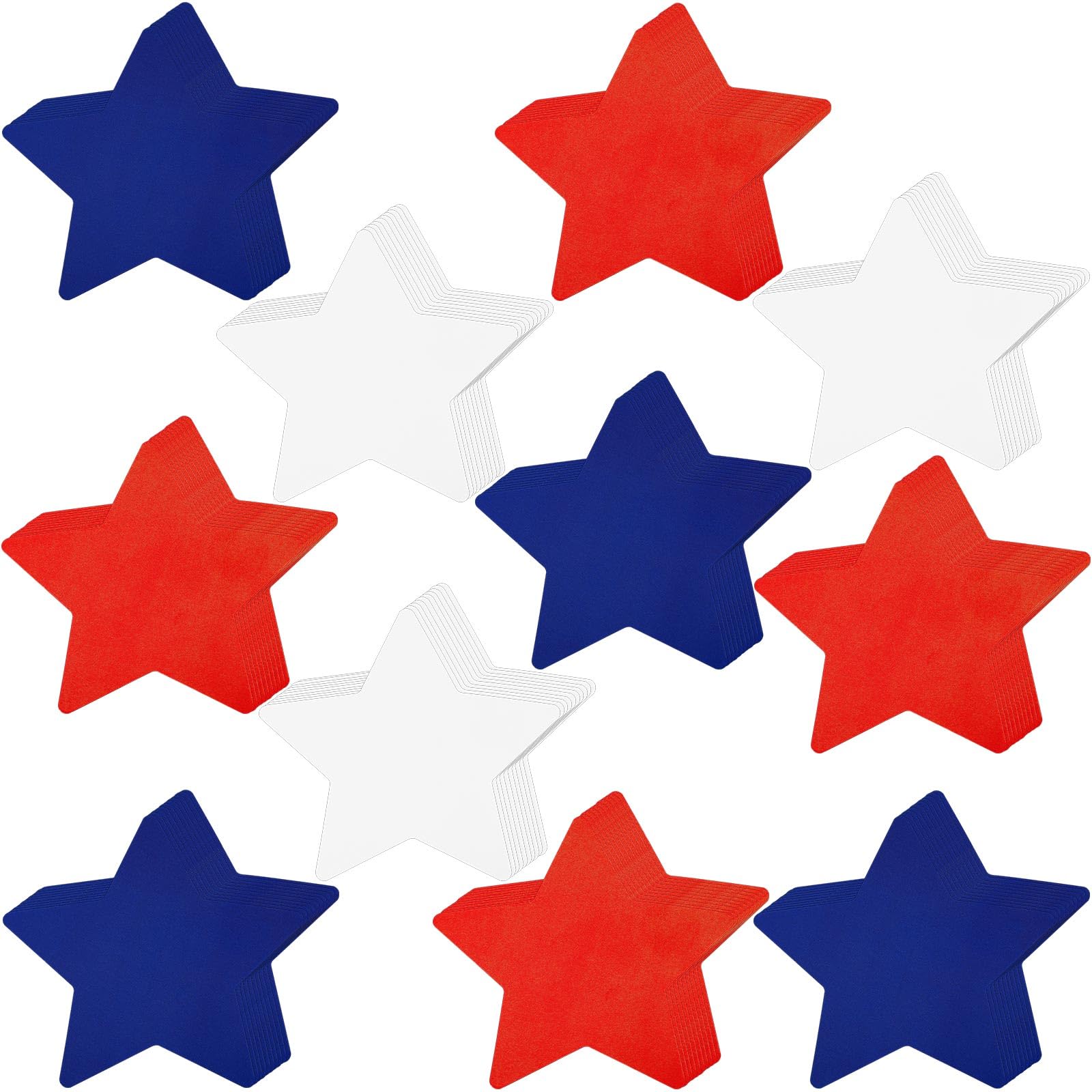 Junebrushs Star Cutouts, 120Pcs Patriotic Star Cutouts 4Th Of July Star Cutouts Red Blue White Star Classroom Bulletin Board Dec
