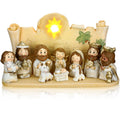 Bucherry 11 Pcs Mini Christmas Nativity Set Little People Nativity Set Nativity Scene with Light Miniature Manger 10 Rearrangeab
