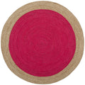 SAFAVIEH Natural Fiber Round Collection 5 Round Fuchsia NF801C Handmade Boho Braided Jute Area Rug