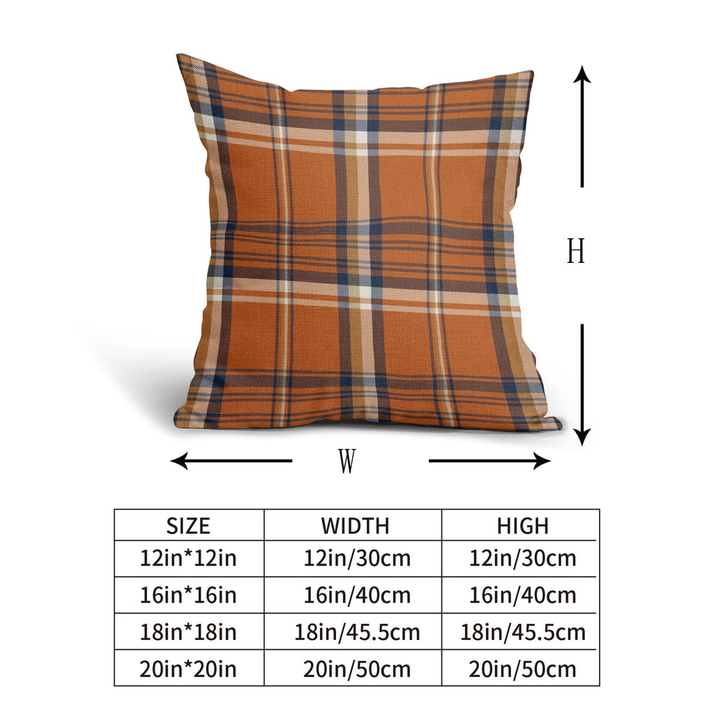 Fall Plaid Pillow Covers 16X16 Set Of 2 Orange Blue Buffalo Plaid Tartan Print Autumn Themed Decorative Throw Pillows Outdoor Pi