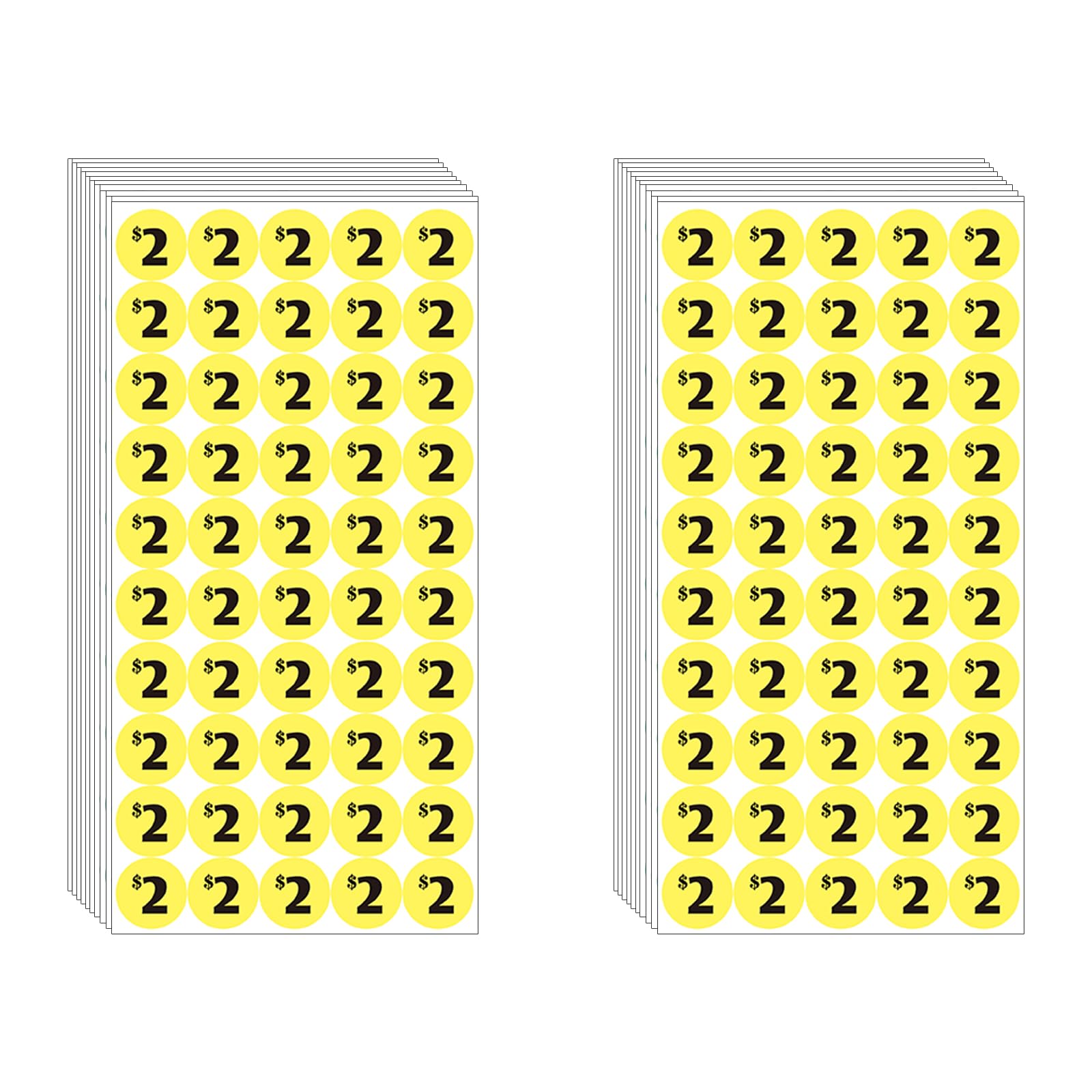 Dugutul 1000 Pcs $2 Color-Coded Price Stickers For Garage Sale And Flea Market, 3/4' Diameter - Bold Fonts, Clear Visibility, H