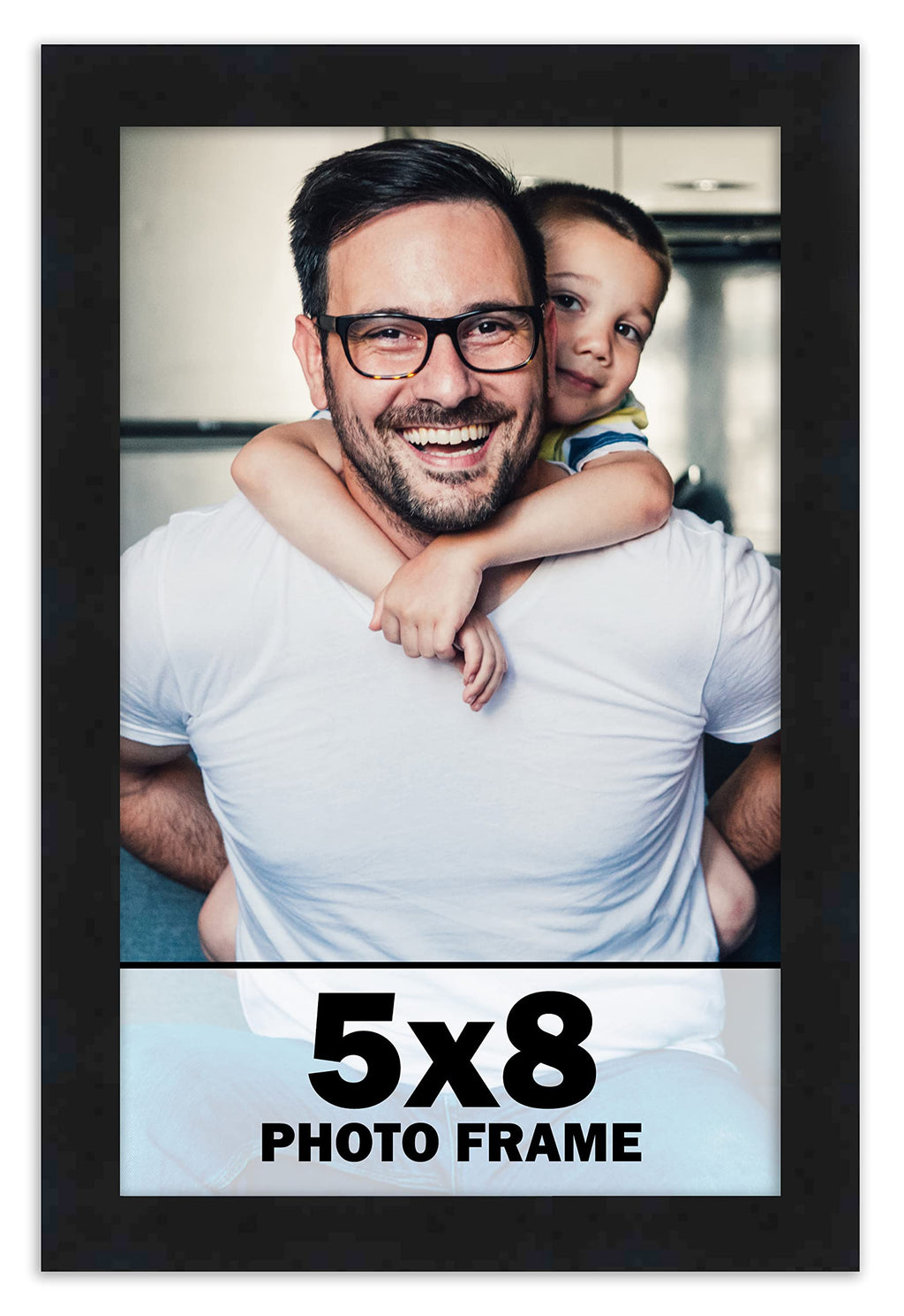 CountryArtHouse 5x8 Frame Black Solid Pine Wood Picture Frame Includes UV Acrylic Plexiglass, Acid Free Foam Backing Board and H