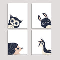 Peeking Animal Collection, Children s Wall Art Prints, Set of Four 11x14 Prints, Forest Nursery, Gender Neutral Nursery Decor, 