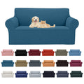 2025 New Stretch Loveseat Sofa Slipcovers Couch Cover For 2 Cushion Furniture Protector Sofa Covers With Elastic Bottom Jacquard Fabric Small Checks For Pets, Kids - Peacock Blue