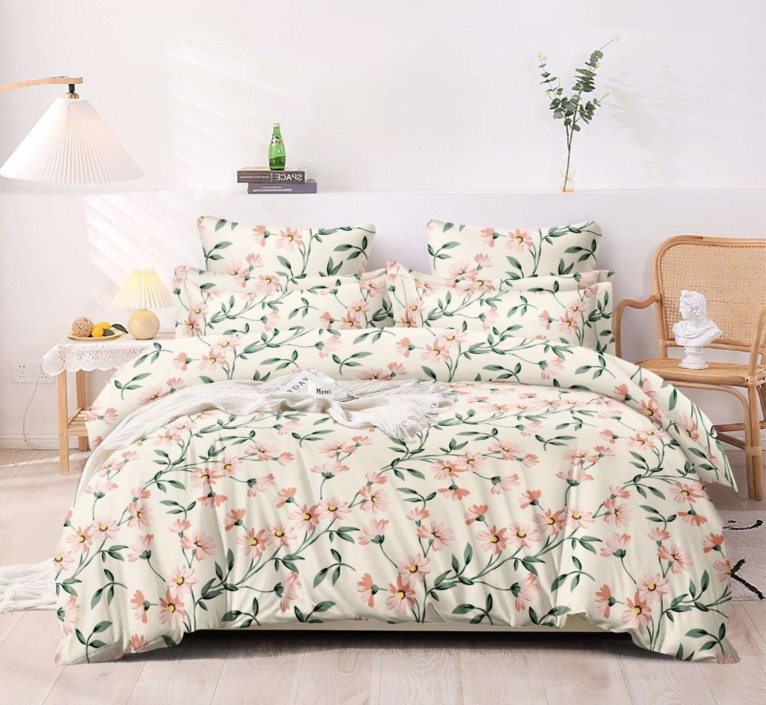 Decomizer Glace Cotton King Size Ac Comforter  Soft Blanket & Duvet With 1 King Size Elastic Fitted Bedsheet 72X78X10 & 2 Pi