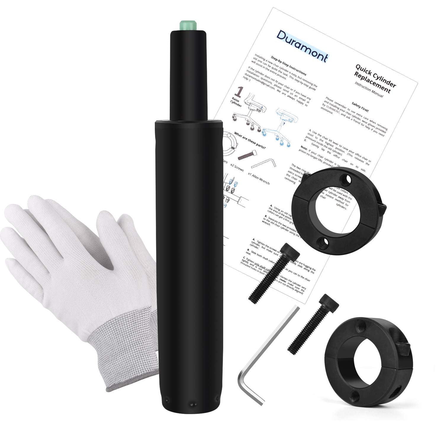 Duramont Office Chair Cylinder Replacement - Gas Lift, Hydraulic Piston - Universal Fit For All Chairs - Heavy Duty, Adjustable