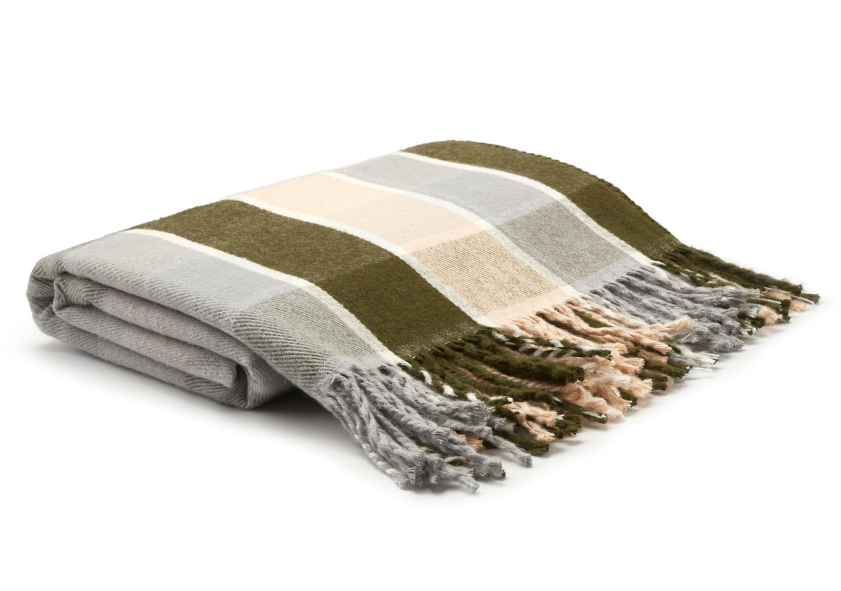 Arus Acrylic Highlands Collection Queen Size Tartan Plaid Design Throw Blanket Green Plaid, 60X80 Inches