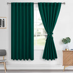 Hiasan Christmas Curtains 63 inch Long Sewn with Tiebacks, Rod Pocket & Back Tab Blackout Thermal Insulated Drapes, Room Darkeni