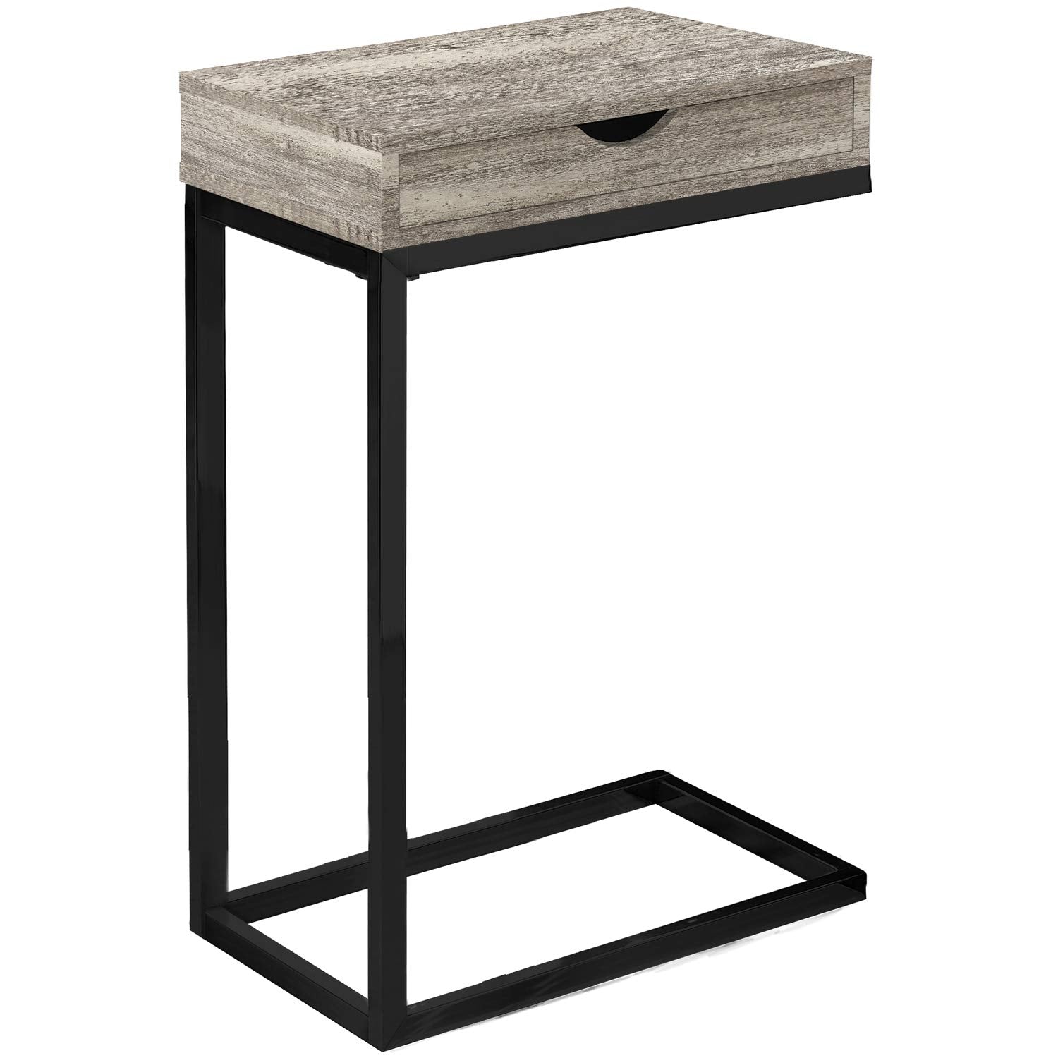 Monarch Specialties TAUPE RECLAIMED WOOD-LOOK/BLACK/DRAWER ACCENT, END, SNACK TABLE, Brown