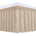 Biscaynebay Wrap Around Bed Skirts With Adjustable Belts For Twin & Twin Xl Beds 15' Drop, Sand Elastic Dust Ruffles Easy Fit W