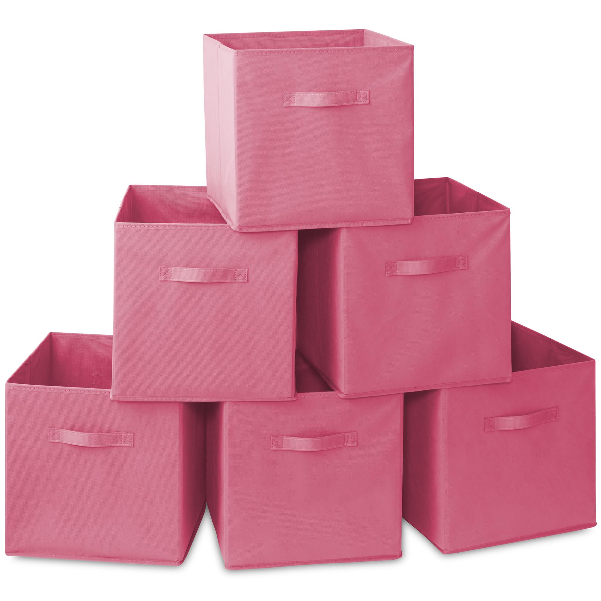 Casafield Set of 6 Collapsible Fabric Cube Storage Bins, Hot Pink - 13'' Foldable Cloth Baskets for Shelves, Cubby Organizers & 