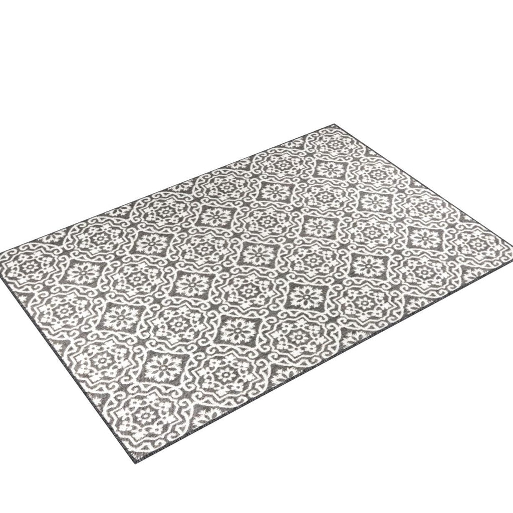 Nicole Miller New York Patio Country Danica Transitional Geometric Indoor/Outdoor Area Rug, Black/Grey, 5'2'X7'2'