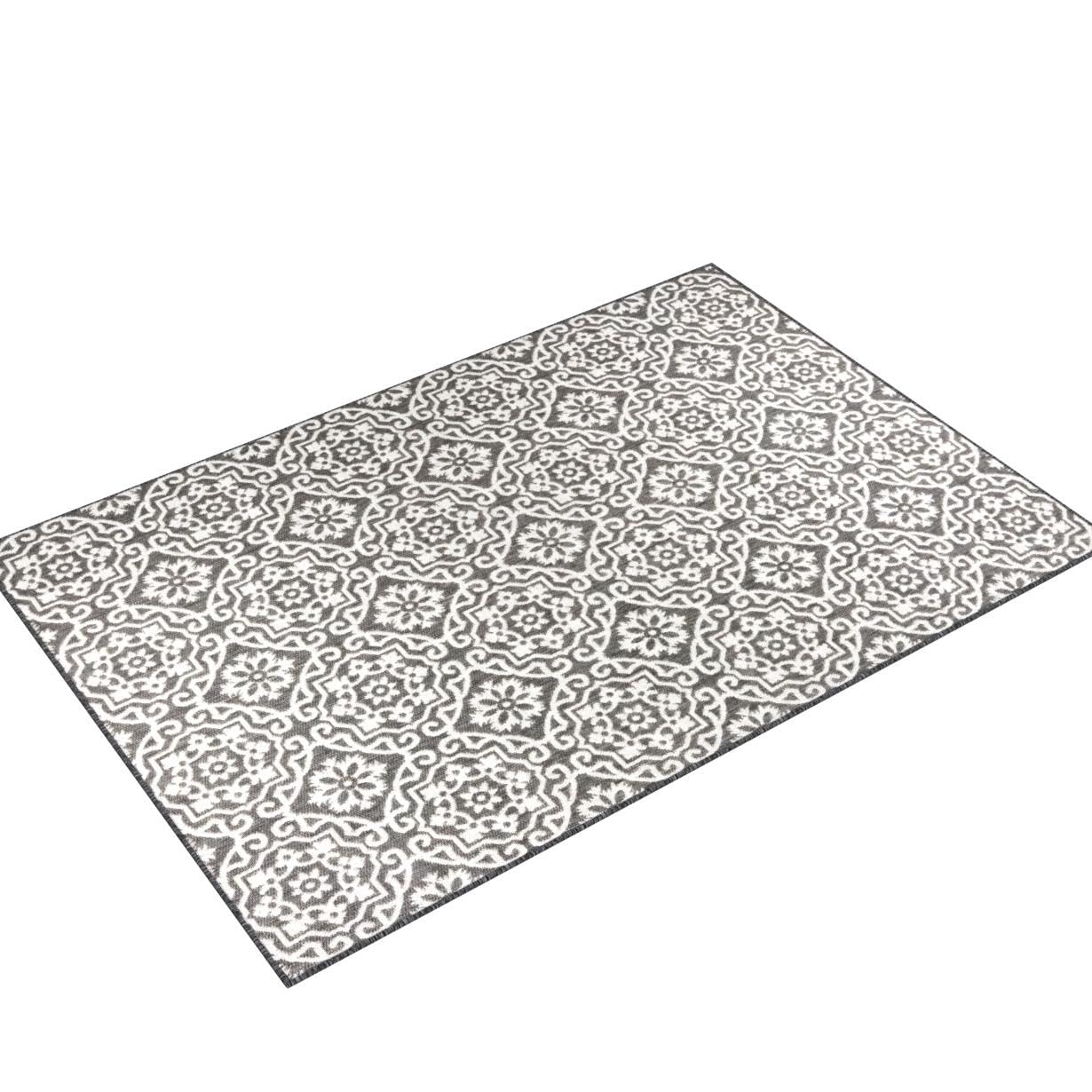 Nicole Miller New York Patio Country Danica Transitional Geometric Indoor/Outdoor Area Rug, Black/Grey, 5'2'X7'2'