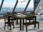 East West Furniture PFLY6-CAP-W 6 Piece Dining Set Contains a Square Dining Room Table with Butterfly Leaf and 4 Kitchen Chairs with a Bench, 54x54 Inch, Cappuccino