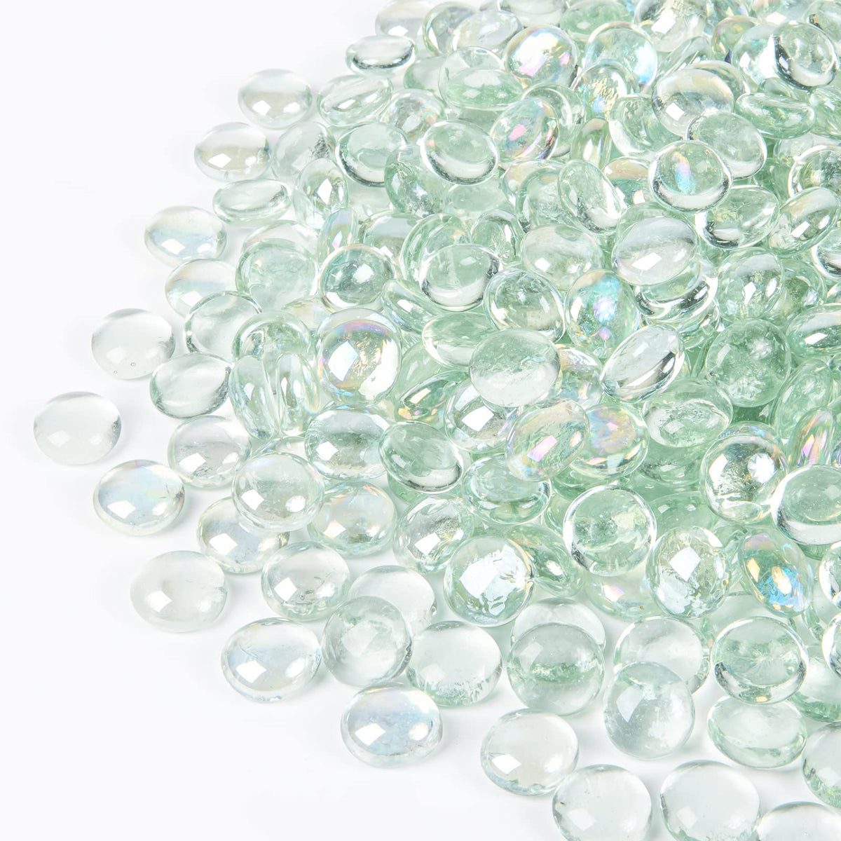 Gaspro 20Lb Clear Fire Glass Beads For Propane Fire Pit, Fireplace, Flat Glass Marbles For Vase, Aquarium, Garden, 3/4 Inch Fire