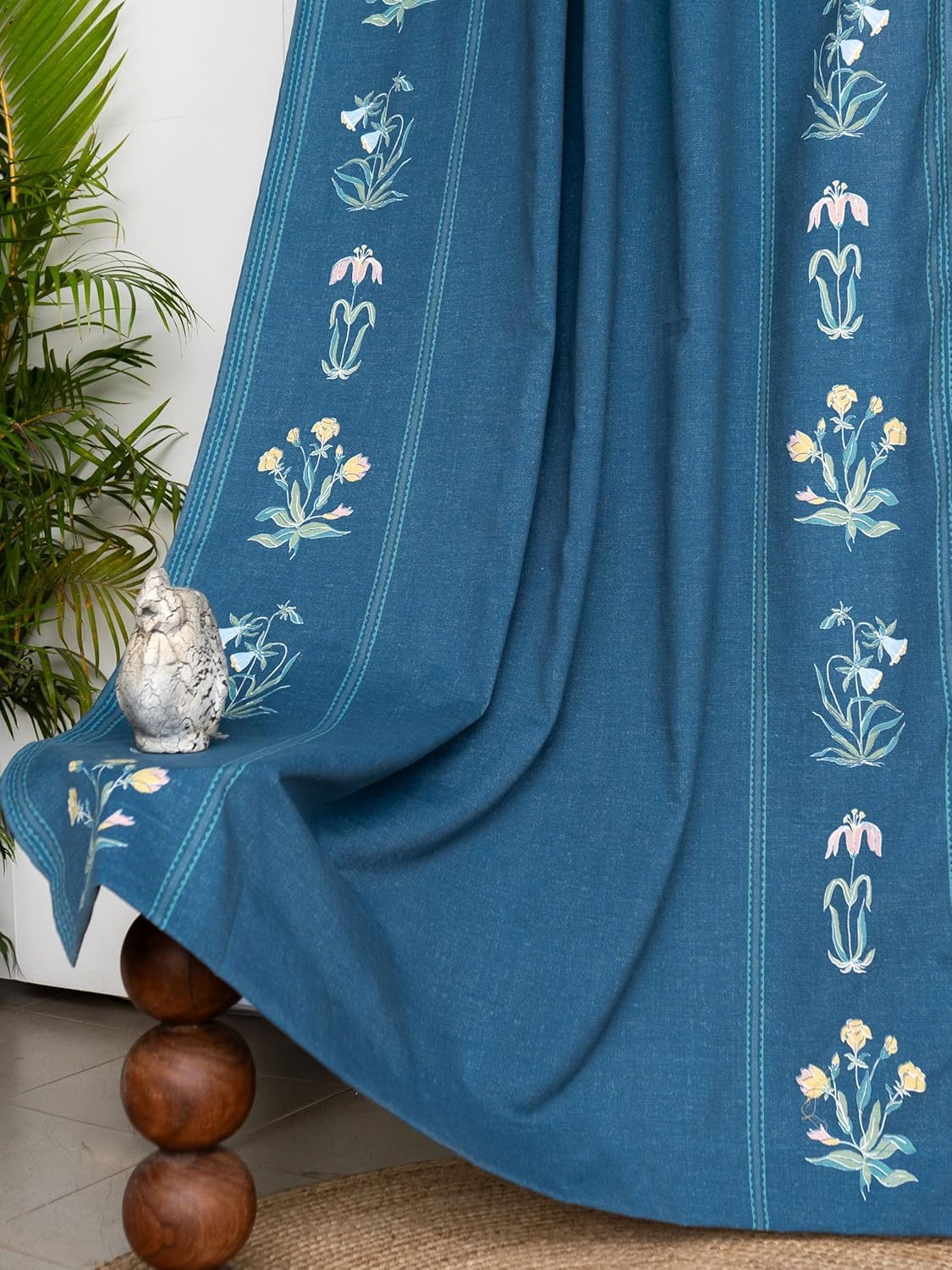 Tranquebar Curtain Co. Window Curtains, 6065% Room Darkening,Multi Blue Gul Print, Cotton Curtains for Window, Cotton Curtains
