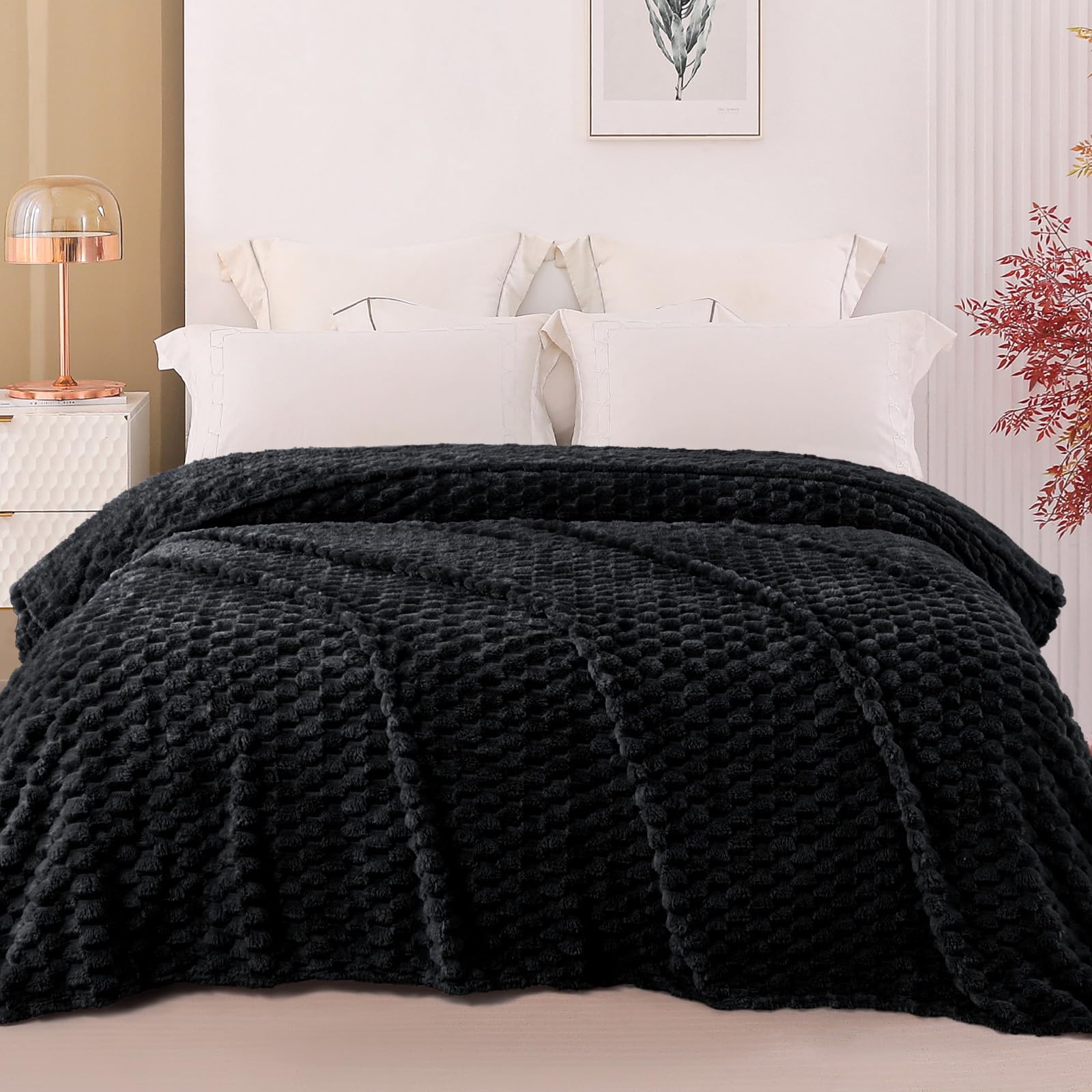 Exclusivo Mezcla King Size Soft Fleece Blanket, 90X104 Inches 3D Clouds Stylish Jacquard Velvet Blanket For Bed, Cozy Soft Light