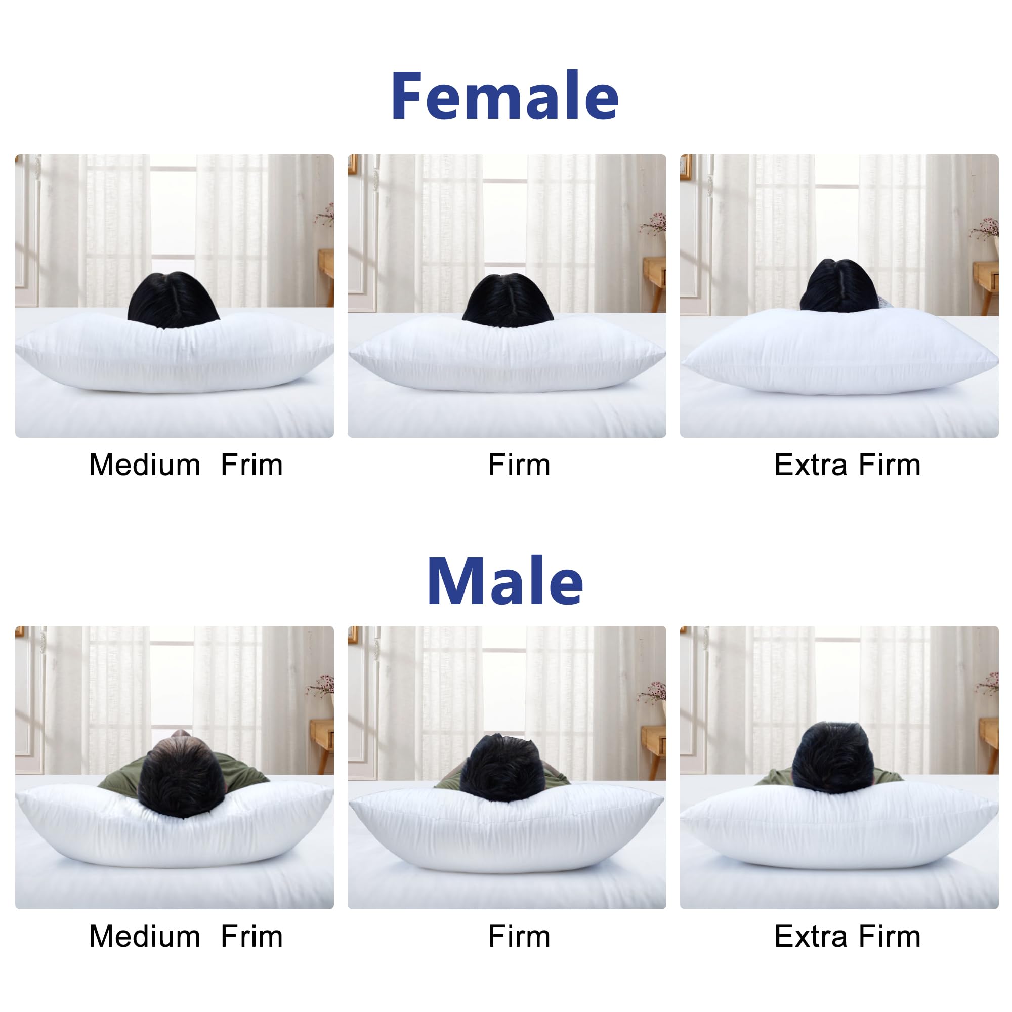 Shatex Extra Firm Pillow Queen Size 28 X 20 Inch, Bed Pillow With Adjustable Insert Provides Stronger Support - For Back, Stomac