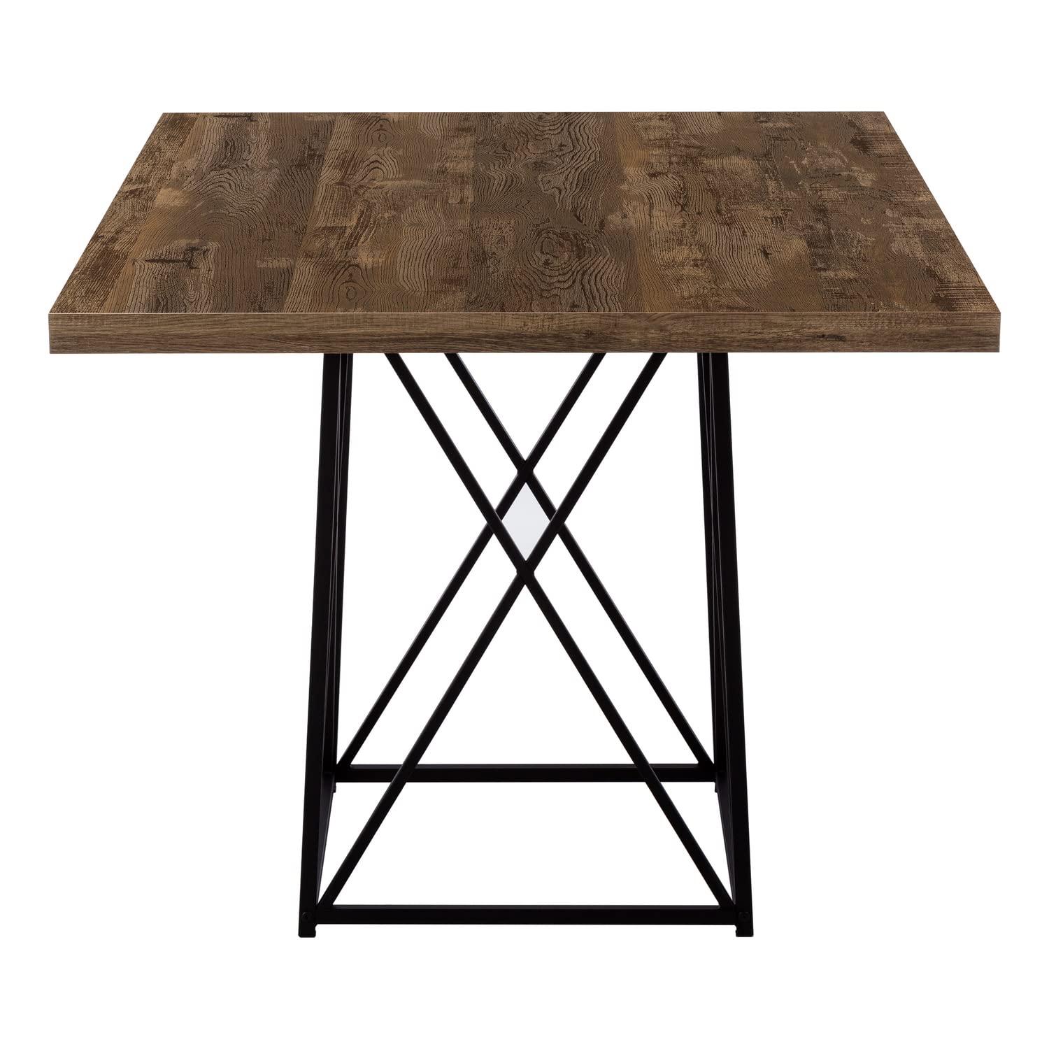 Monarch Specialties Dining Table Metal, 36&quot; X 48&quot;, Brown Reclaimed Wood-Look/Black Base