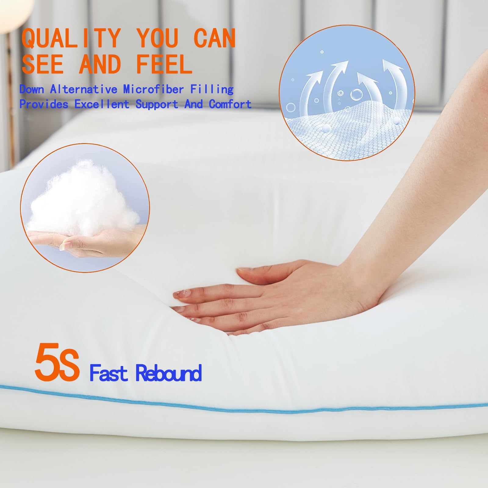 Flanhorest Bed Pillows For Sleeping - Pillows Standard Size Set Of 4 Cooling Luxury Hotel Quality Pillow With Premium Plush Soft