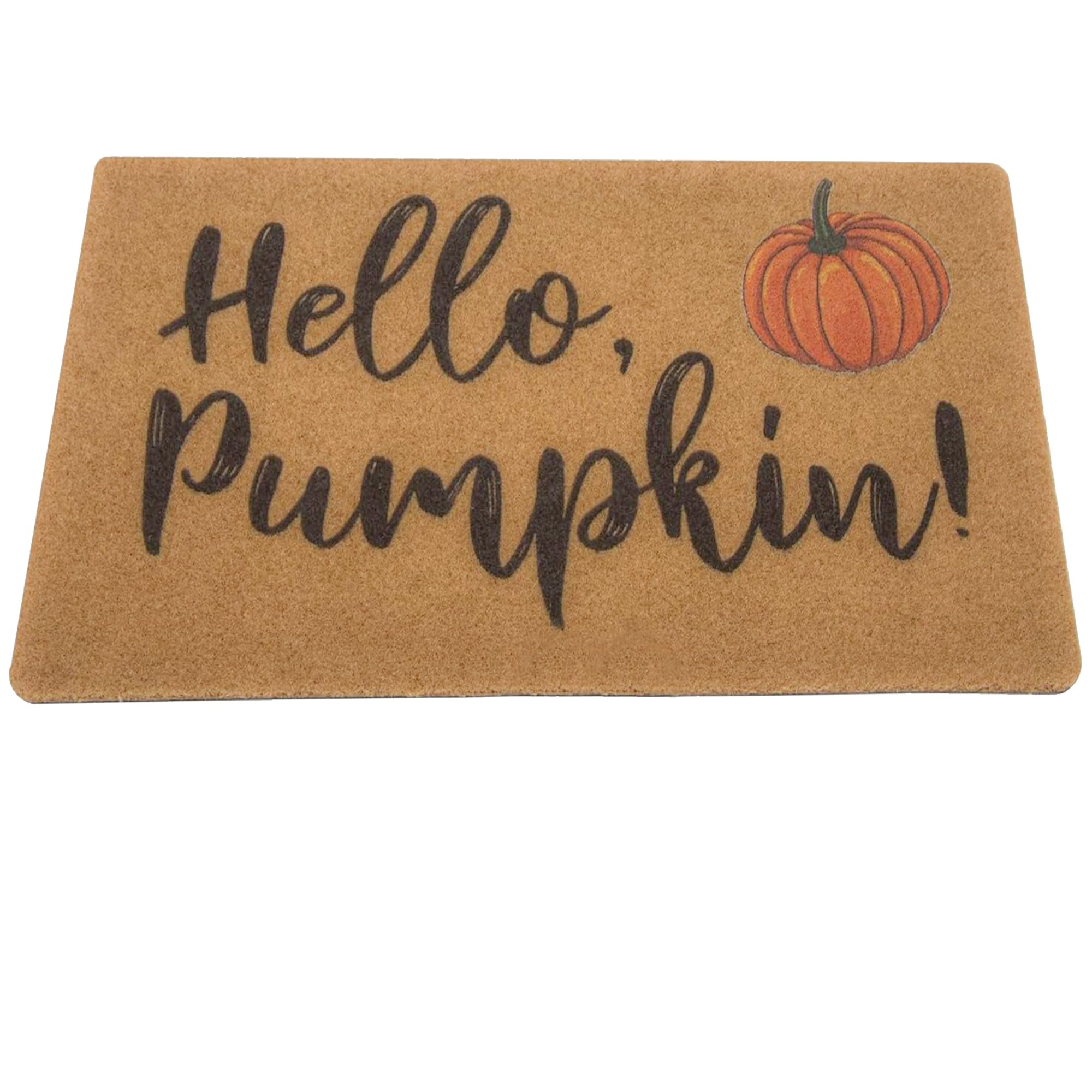 Izus Hello-Pumpkin Welcome-Doormats - Non-Slip Coir Entrance-Mat Fall-Harvest-Festival Front-Door-Mat Porch-Rugs Home-Decor