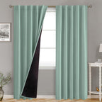 Bgment Blackout Curtains With Thermal Insulation Liner Curtains 84 Inches Long, Rod Pocket And Back Tab Double Layer Room Darkening Window Curtain For Bedroom(42 X 84 Inch, 2 Panels, Frosty Green)