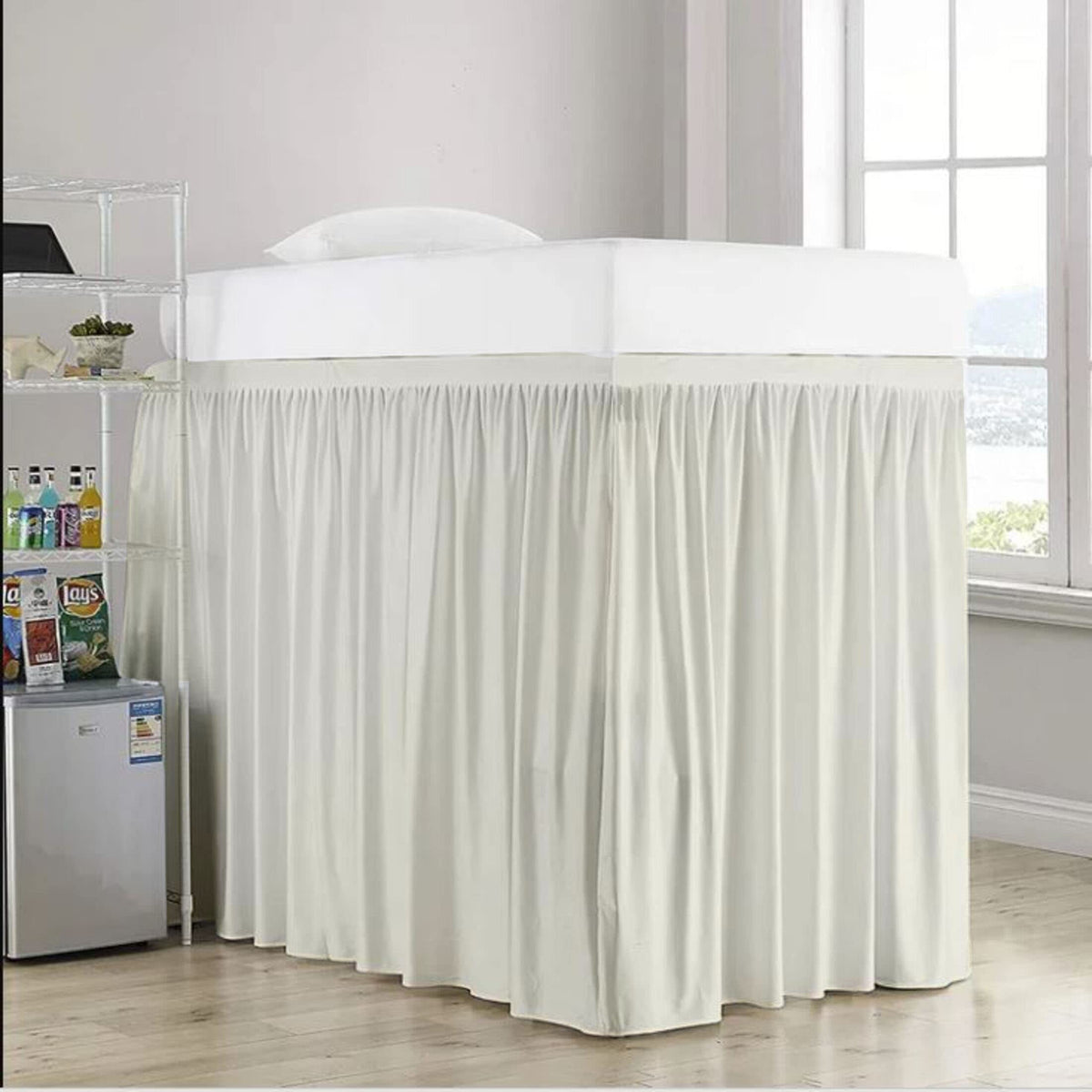 Cottingon,Dorm Room Bed Skirt,100% Microfiber,Ivory Solid -Twin Xl /42' Drop