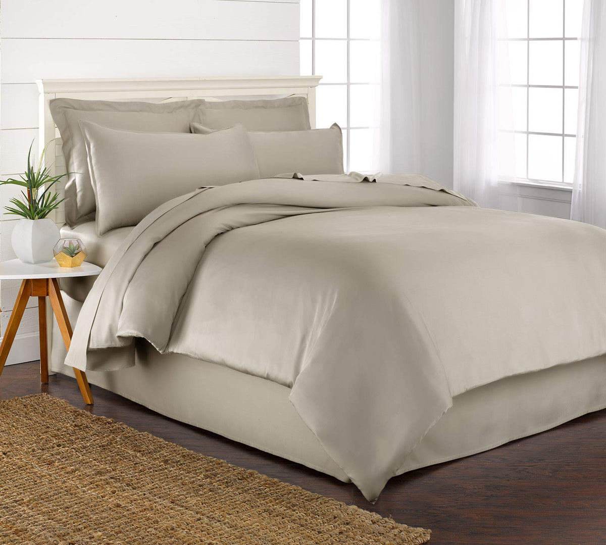 Pure Bamboo King Duvet Cover 3 Piece Set, Genuine 100% Organic Viscose Derived From Bamboo, Luxuriously Soft And Cooling, Includ