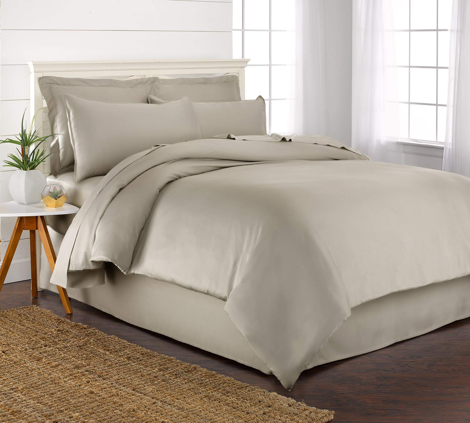 Pure Bamboo King Duvet Cover 3 Piece Set, Genuine 100% Organic Viscose Derived From Bamboo, Luxuriously Soft And Cooling, Includ