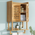 AmazerBath Bathroom Wall Cabinets, Bamboo Medicine Cabinets with Towel Bar, Wall Mounted Storage Cabinet with Adjustable Shelves