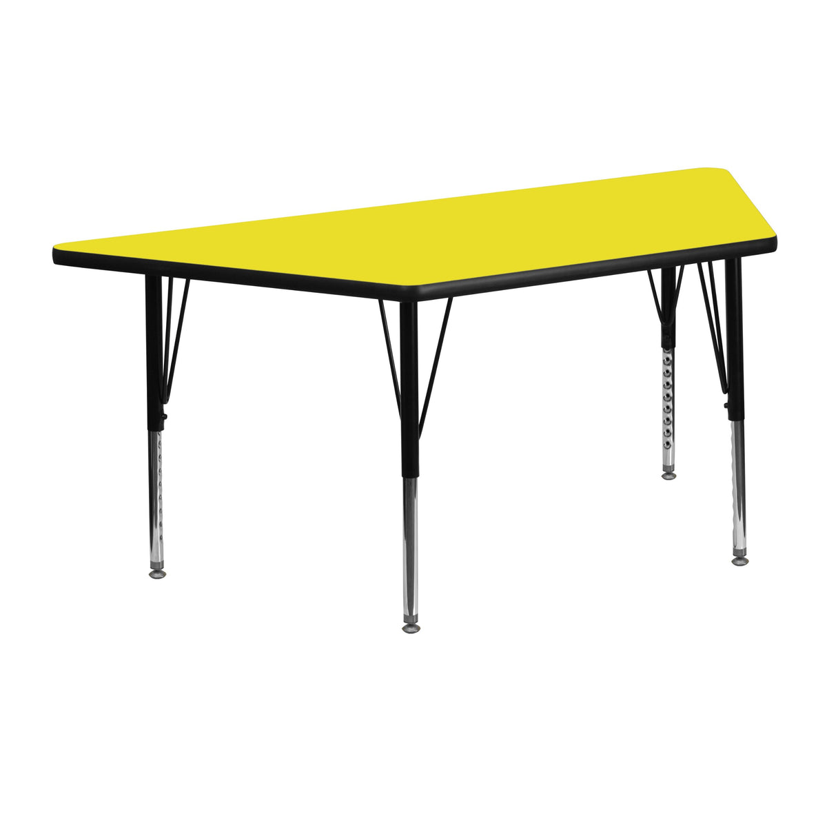 Flash Furniture Wren 22.5''W x 45''L Trapezoid Yellow HP Laminate Activity Table - Height Adjustable Short Legs