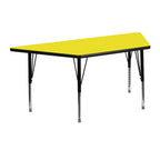 Flash Furniture Wren 22.5''W x 45''L Trapezoid Yellow HP Laminate Activity Table - Height Adjustable Short Legs