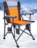 Docusvect Heated Camping Chair For Adults, Heats Back And Seat, 3 Heat Levels, Fully Padded Heated Folding Chair For Outdoor Sports With Cup Holder, Rich Pockets, Battery Not Included