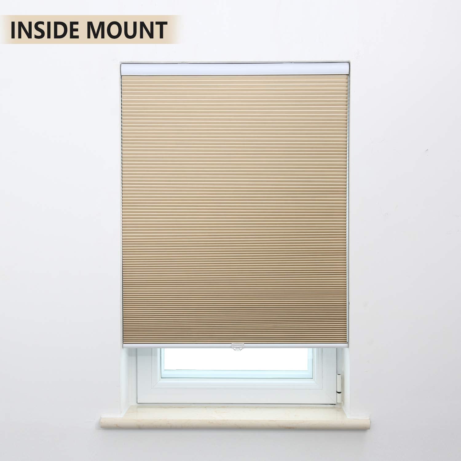 Cellular Shades Cordless Blackout Honeycomb Blinds Fabric Window Blinds 27'' W X 64'' H, Ivory Beige(Blackout)