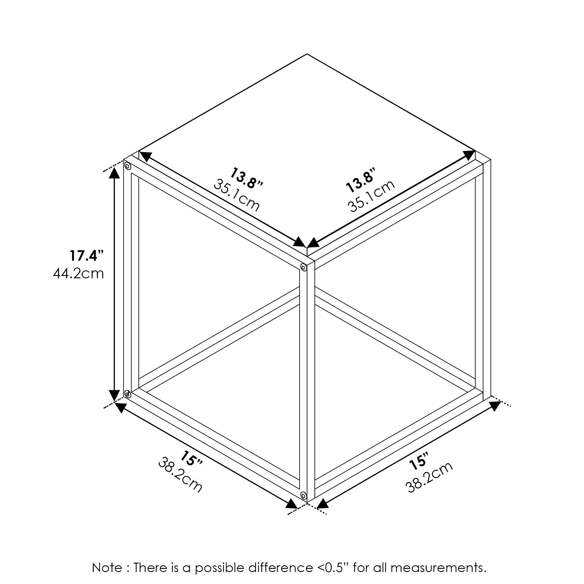 Furinno Moretti Cube Modern Stackable End Table Shelf, French Oak Grey
