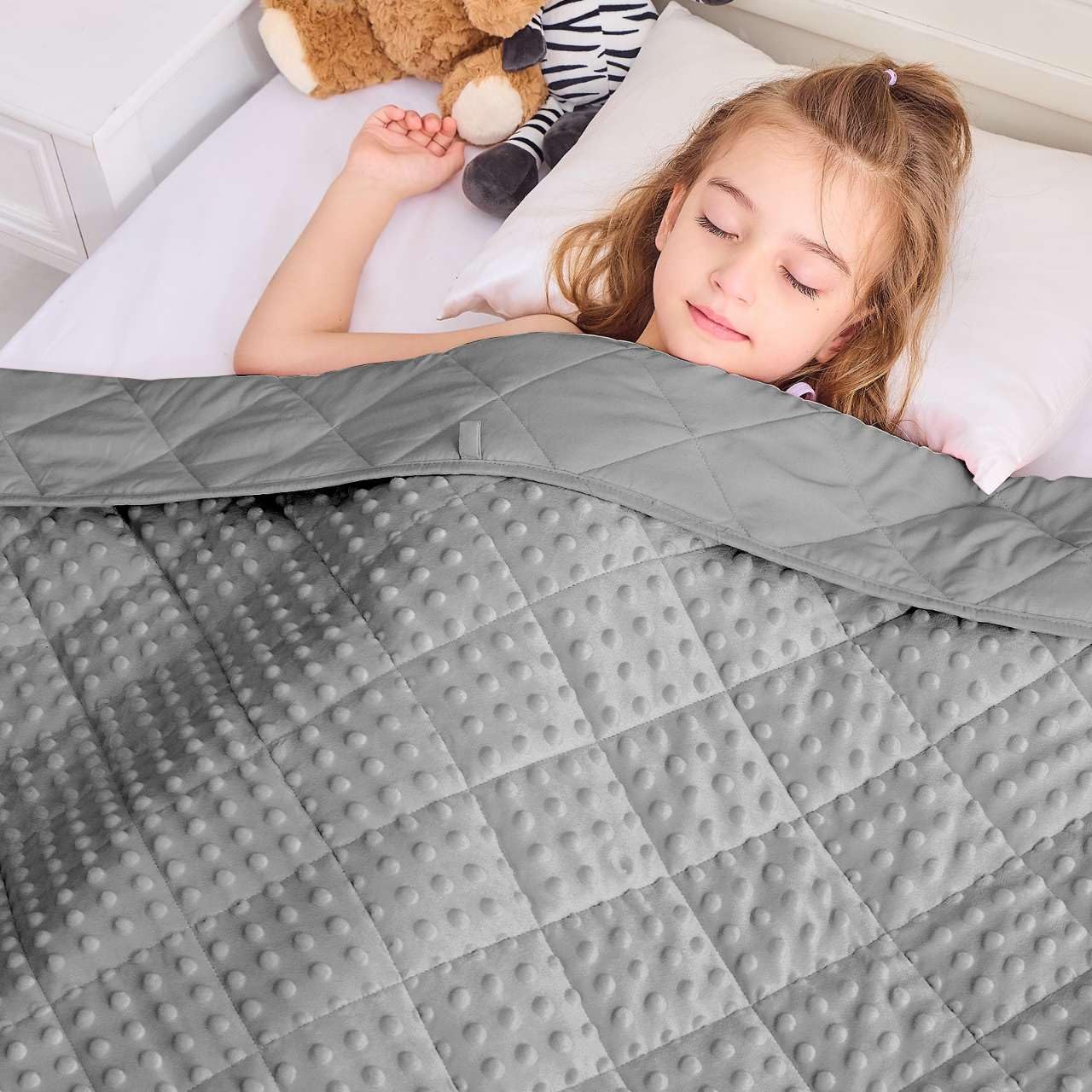 yescool Weighted Blanket 10 Pounds Grey Twin Size Cooling Weighted Throw Blanket, Minky Heavy Blankets Warm Weighted Comforter, 