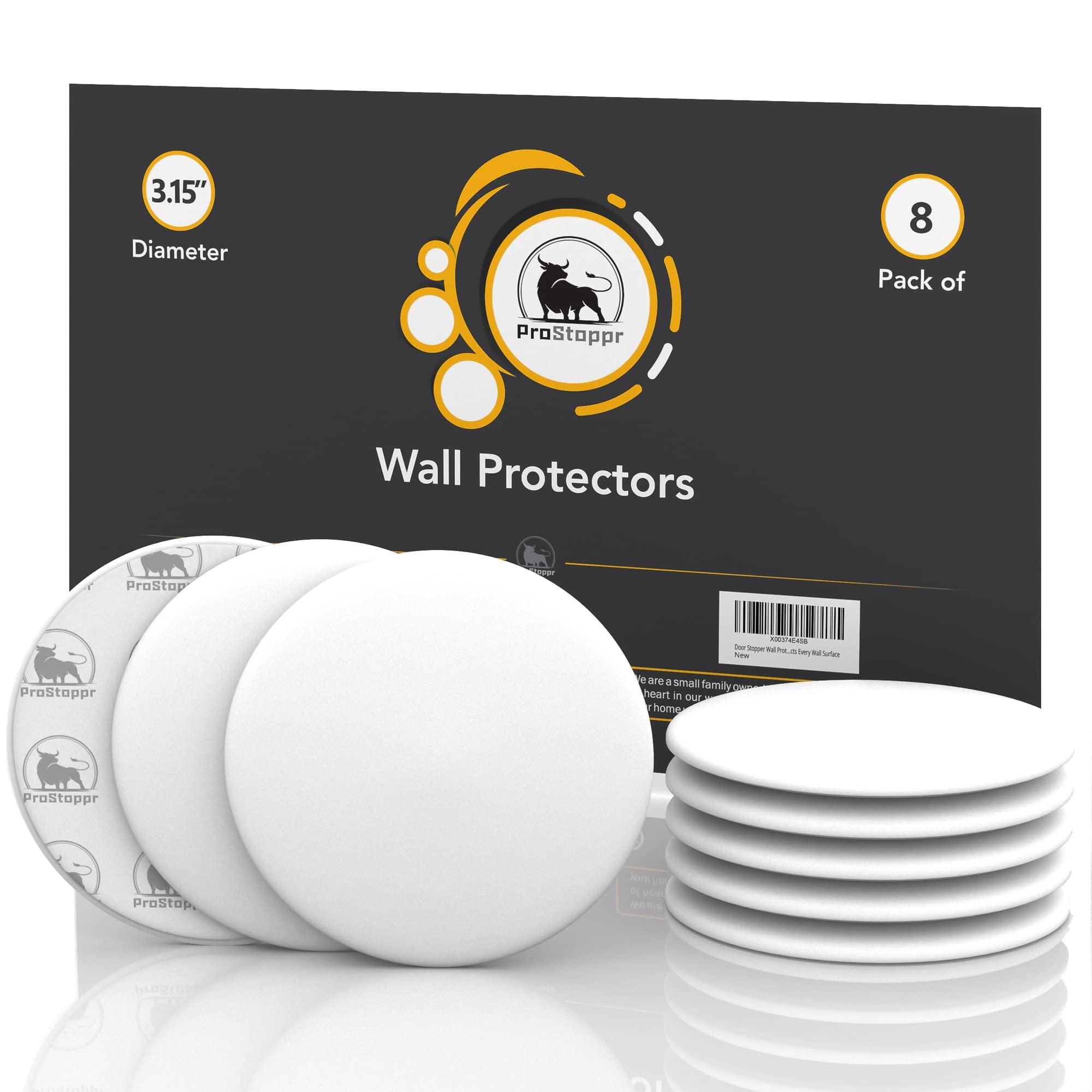 Door Stopper Wall Protector Large 3.15' (8 Pcs) - Door Stop With Strong Back Adhesive - Quiet And Shock Absorbent Silicone Wall