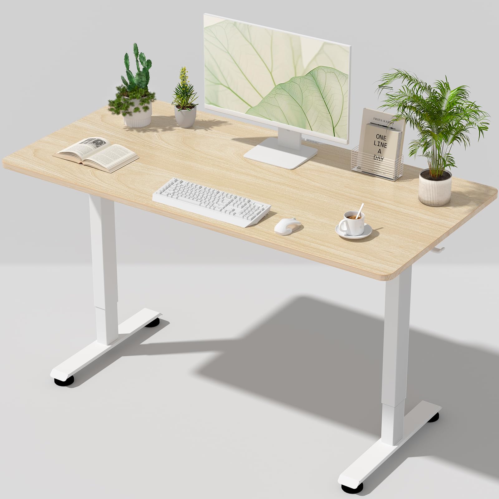 Veken 55 Inch Large Electric Standing Desk, 4 Memory Heights Adjustable,Sit to Stand Up, Work Home Office Computer Table for Stu