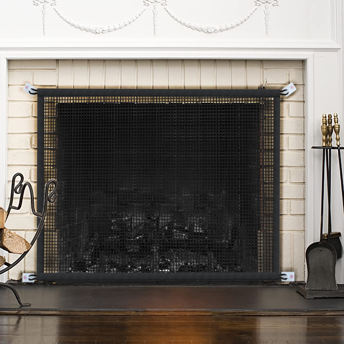 Fireplace Screen Safe Mesh Gate: Child Proof Barrier Guard Living Room Fire Place Cover For Toddler Baby And Pets 29 X 41 Inches