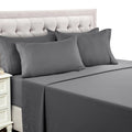 Lux Decor Queen Sheet Set - 6 Pc Brushed Microfiber Bed Sheets 16 Inches Deep Pockets - Embroidered & Plain Pillowcases - Hotel