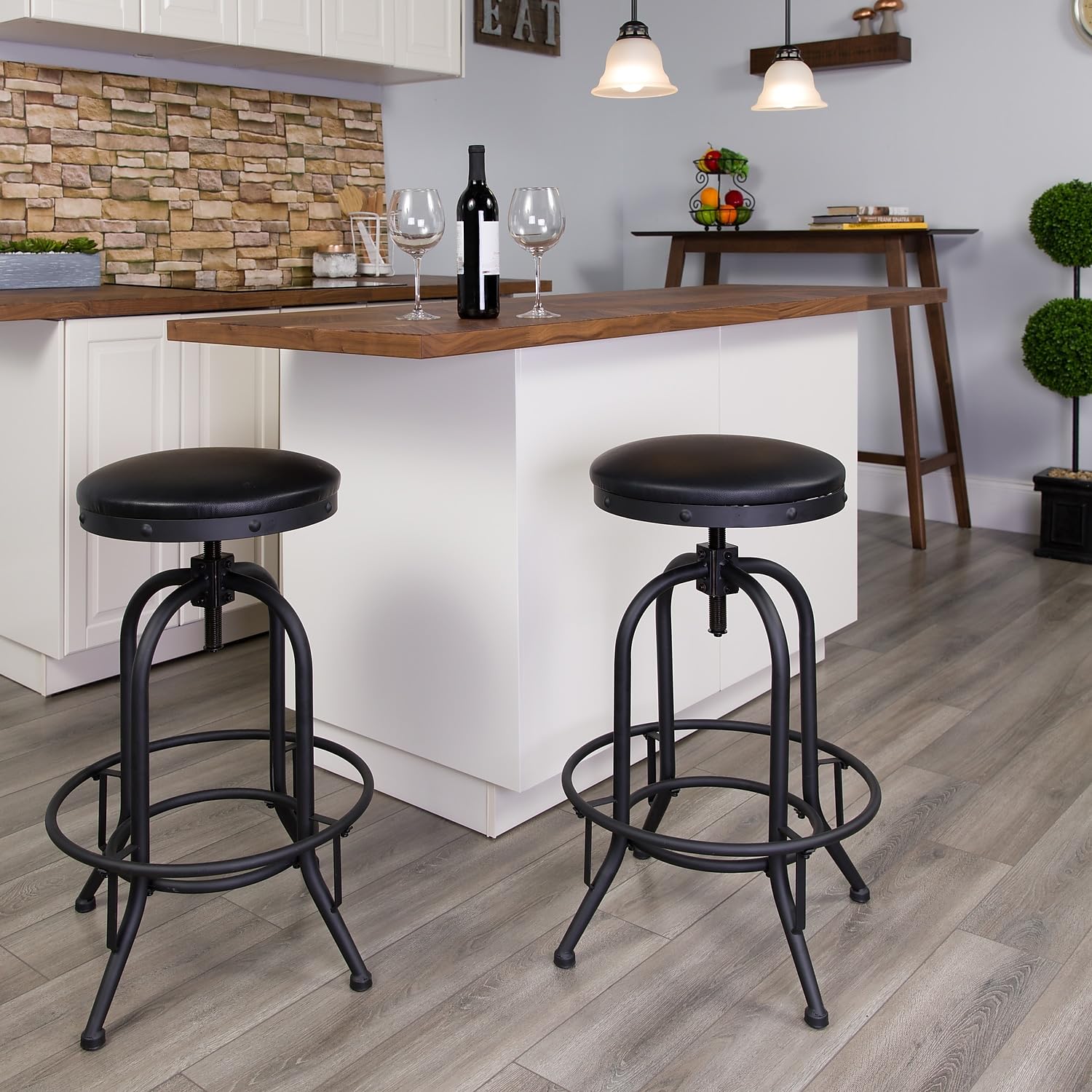 Flash Furniture Carrington 30'' Barstool With Swivel Lift Black Leathersoft Seat