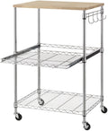 Finnhomy 3-Tier Rolling Kitchen Cart, Microwave Cart with Oak Wood Tabletop and Drawer Slider, Coffee Cart & Food Service Cart w