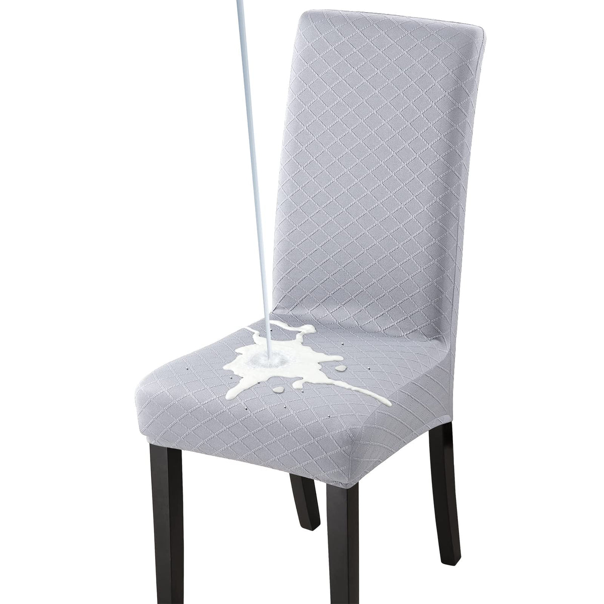 Fuloon Waterproof Dining Chair Covers, Parsons Chair Slipcover, Super Fit Stretch Kitchen Chair Slipcovers, Removable Washable Chairs Seat Cover For Dining Room, Kitchen, Banquet (4 Pack, Light Grey)