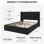 Sha Cerlin Full Size Lift Up Storage Bed/Velvet Upholstered/Modern Wingback Headboard/Upholstered Platform Bed Frame/Hydraulic Storage/No Box Spring Needed/Black